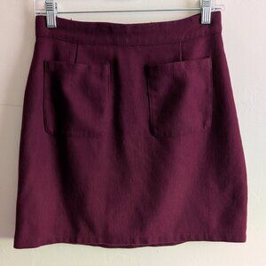 Modcloth maroon mini skirt with front pockets